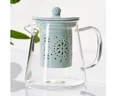 TAMUME 500ml Théière en Verre avec Passoire à Théière en Porcelaine (Green)