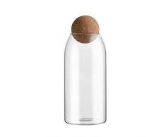 1200/800 / 500ML Pot en Verre avec Couvercle hermétique Joint Bois Boule Clair Bonbons Pot Mason Jars Nourriture Canister Stockage for Servir Le thé café épices Sucre Sel (Color : 1200 ML)