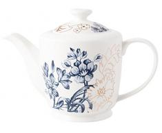 V&A Palmers Soie en Porcelaine Fine Théière 6 Tasses, Céramique, Blanc, 6 Tasses