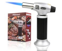 Philonext Chalumeau de Cuisine pour caramélisation crème brûlée, Chalumeau culinaire, Barbecue Torche culinaire Chalumeau de Cuisine Brul (Silver)