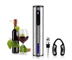 FMAIS Tire Bouchon Électrique, Coffret Cadeau Ouvreur de vin Tire Bouchon Automatique Rechargeable en Acier Inoxydable Avec Coupe-papier, Bouchon de vin, Câble de Chargeur USB