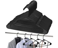 UMI. by Amazon - Lot de 24 cintres en Plastique antidérapant, Ultra-Robustes et permettant Un Gain de Place, pour Manteaux, Costumes, Robes, Hauts à Bretelles et Pantalons, Format Standard, Noir