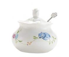 Hetoco Fleur Porcelaine Bol à Sucre, Sucrier avec Cuillère et Couvercle Récipients Dépicespour Boîte Assaisonnement la Maison et de Cuisine