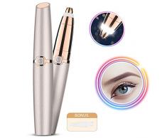 Tondeuse à Sourcils - Xpreen Epilateur Sourcil électrique Indolore pour femmes avec lumière LED Instrument Rasoir pour Duvet du Visage/Sourcils/Poils à Lèvres/Bras, etc (Or Rose)