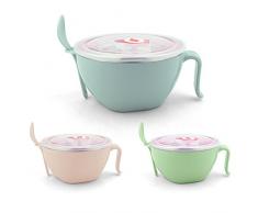 Sue Supply Acier inoxydable nouilles Bol à mélanger avec poignée à nourriture Bol à riz bols à soupe Incluent Coque et cuillère