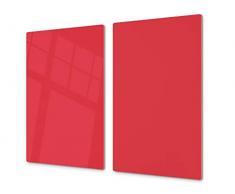 Planche à découper en verre trempé – Couvre-cuisinière et protège-plain de travail en verre résistant – UNE PIÈCE (60x52 cm) ou DEUX PIÈCES (30x52 cm chacune); D18 Série de couleurs: F Rouge