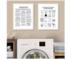 Guide dentretien de la lessive Art mural moderne, peinture sur toile, symboles de la lessive, affiches et impressions pour le décor de la buanderie-50x70cm, sans cadre