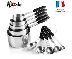 Kitcch Measuring Cups - Cuillere Doseuse en INOX – Doseur Cuisine pour des Mesures Précises de Vos Ingrédients en ML et en Cup - Garantie à Vie