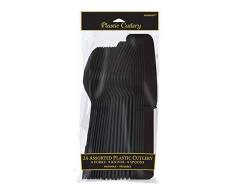 Amscan Couverts en Plastique Noir