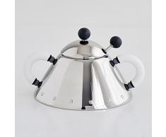 Alessi 9097 W Sucrier avec Petite Cuillère en Acier Inoxydable 18/10 Brillant, Poignées et Pommeau en Pa, Blanc