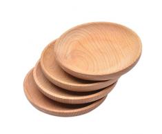 Wangyan 123 Séduisant Plat Rond en Bois Massif Brun Clair, Petit Plat en Bois, collation, collation de Fruits, Assiette de Fruits secs, Plateau du Nouvel an ， Il Suffit de Nettoyer Les Relaxing