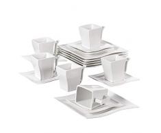 MALACASA Série Flora 18pcs Service de Table Service à Café Thé 6 Tasses, 6 Soucoupes, 6 Assiette à Dessert Porcelaine pour 6 Personnes
