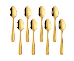 Bisda Petites Or Cuillères à café colorées cuillères à thé Latte en Acier Inoxydable 18/10, 8 pièces 13,5 cm Mini cuillère Supoon cuillères à Moka Expresso cuillères apéritif pour Dessert apéritives