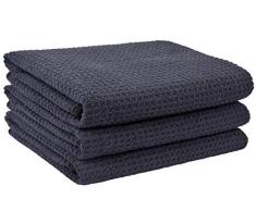 VIVOTE 3 Paquet Tissage Gaufré Chiffon de Microfibre, Waffle Weave Torchons de Cuisine, La Serviette nettoyantes, Torchons, Super absorbants, Séchage Rapide 40 cm x 56 cm Noir