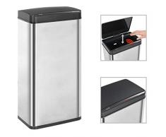 vidaXL Poubelle à Capteur Automatique Argenté et Noir 80L Déchet Maison Bureau