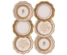 Talking Tables Party Porcelain Gold Petites Assiettes en Carton Style Vintage pour Noël, Mariage et Réception ou Dîner, Multicolore, 18 cm (Paquet de 12 contenant 3 modèles)