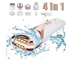 Keda Epilateur Electrique Femme, Brosse Visage, Epilation, Rasoir Femme, Callus Remover&Masseur 4 in 1 Outils de Soins/Beauté- Pour les Aisselles/Visage/Bikini/Jambes/Bras/Pied Etc