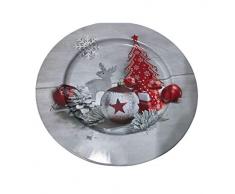 Idena 30179 Assiette de Noël Gris/rouge