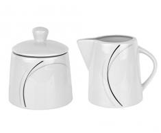Café Complément Ensemble pot à lait & sucrier Phönix Porcelaine Blanc avec Décor
