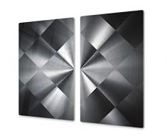 Planche à découper en verre trempé - Couvre-cuisinière et protège-plain de travail en verre résistant - UNE PIÈCE (60x52 cm) ou DEUX PIÈCES (30x52 cm chacune); D01 Série Abstract: Texture 52