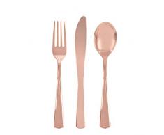 18 Couverts en Plastique Rose Gold
