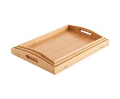 VonShef Set de 3 Plateaux en Bambou - Plateau Repas - Parfait pour Petits-déjeuners - Planche en Bambou- Ecologique et Durable - Planche en Bois - Cuisine/Chambre/Salon
