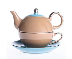 Artvigor, Service à Thé Porcelaine 3 en 1 Théière Tasse avec Soucoupe Service à Café en Porcelaine Paquet Cadeau Design Moderne