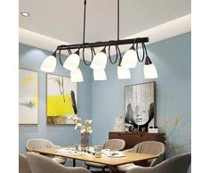 Lampes suspendues en fer lustre Lampe suspendue Abat-jour crémier laitier Lampes suspendues Lampe suspendue réglable en hauteur E27 (Taille: 8xE27)