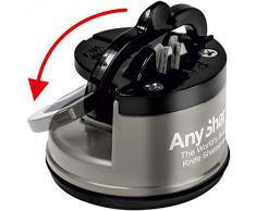 AnySharp Pro Aiguiseur de Couteaux (Métal) avec Ventouse, Métal brossé