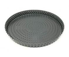 Space Home - Moule à Tarte Perforé/Moule à Quiche - Moule à Gâteau Rond - Fond Amovible - Revêtement Antiadhésif - Ø 28 cm