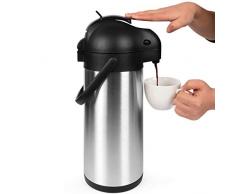 Cresimo – Airpot Fontaine Isotherme à Double Paroi – Action de Levier - Carafe à Café En Acier Inoxydable - Verseuse Thermique À Pompe Qui Garde Les Liquides Chauds De 12 Hrs Ou Froids De 24 Hrs - 3L