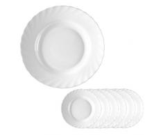 Esmeyer Trianon - Lot de Six Assiettes Profondes 22,5 cm en Verre trempé Arcopal Trianon, Blanc