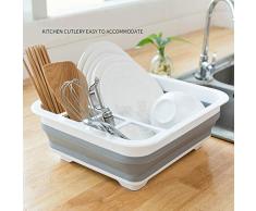Égouttoir à vaisselle pliable avec égouttoir pour évier, nettoyage facile, organiseur de vaisselle, plateau de rangement pour cuisine, camping-car, caravane, remorque de voyage free size gris