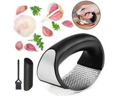 Dolphor Presse Ail,Presse de broyeur dail dacier Inoxydable,Outil dépluchage, Ginger Rocker Concasseur Trancheuse,Facile à Utiliser et Facile à Nettoyer,Gadget de Cuisine avec poignée Ergonomique