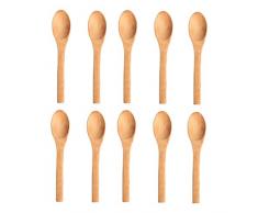 Fablcrew - Louche/cuillère en bois (Lot de 10) - Mini cuillère pour miel, café, thé, condiment, sucre, sel - 12,8 x 2,9 cm