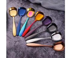 DoBuy Cuillères à Soupe Cuillère Soupe Cuillère à Dessert cuillères à Glace Acier Inoxydable Carré Cuillère Élégante Cuillère de Haute qualité Lot de 8