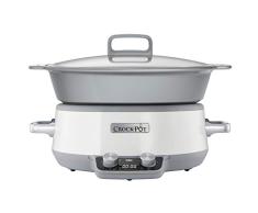 Crock Pot CSC027X Mijoteuse Sauteuse Ãlectrique Programmable avec RevÃªtement AntiadhÃ©sif Duraceramic et Minuterie numÃ©rique, CapacitÃ© 6L (7-8 Personnes), 1100W, Blanche