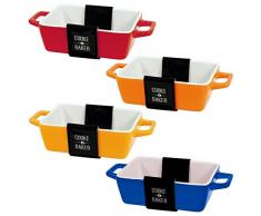 Lot de 4 rectangulaire bright-coloured Petit Four à la table Plat à lasagnes/à tarte/Cocotte/tapas/plat à four (5 x 10 x 12 cm)