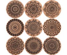 SIQUK 18 Pièces Dessous de Verre Boire sous-Verres absorbants 4 Pouces sous-Tasse réutilisable sous-Verre Rond sous-Verre pour Restaurant Maison Bureau et Bar, 9 Styles