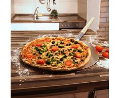 Relaxdays 10019247 Pelle à pizza gâteau tarte flambée rond Ø 30,5 cm en métal avec manche en bois 79 cm de long Plateau cuisine pour mettre au four ustensile cuisine pratique , Gris