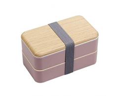 O-Kinee Lunch Box, Bento Box Kids, Boite Bento 1200 ml avec Couche Double Bento Enfant et Couverts (Rose)