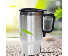 MXECO 12 V Acier Thermos Tasse Chauffante Voiture Auto Adaptateur Bouilloire Chauffée Voyage 500 ml Accessoires Essentiels (argent)
