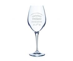 Personello® Verre à vin Blanc avec Gravure (Motif édition limitée), Verre à vin gravé avec nom, Date et Dictons (personnalisé), Cadeau danniversaire, idée de Cadeau pour buveurs de vin (vin Blanc)
