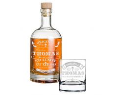 Coffret Cadeau 2 pièces Personnalisé avec Gravure - Bouteille de Whisky et Un Verre de Whisky - Carafe en Verre Contenu: 700ml - idée Cadeau pour Les Hommes - Motive Exclusive,