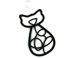 Black Ginger Cintre porte-foulard/ceinture/cravate/châle en forme de chat à suspendre dans la garde-robe Noir