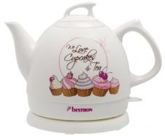 Bestron Bouilloire Ã©lectrique rÃ©tro, Sweet Dreams, 0,8 litre, Env. 1800 W, CÃ©ramique, Blanc