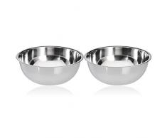 com-four® 2x Bol à mélanger Jumbo en acier inoxydable, environ 7 l - Ø 34 cm (02 pièces)