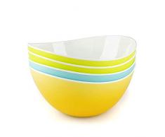 Saladier à pâtes en plastique pour service de pâtes en plastique Collations Grands bols mélangeurs - Lot de 4