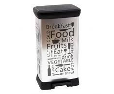 CURVER | Poubelle à pédale rectangulaire 50L - Décor Kitchen Silver, Argent, Metal Bins, 39x29x72 cm