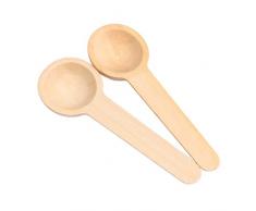 BQLZR 7.5 x 2.4 x 1.3 cm Petite Cuillères de Cuisine en Bois Rond pour sel assaisonnement Miel Cuillère à café Lot de 50